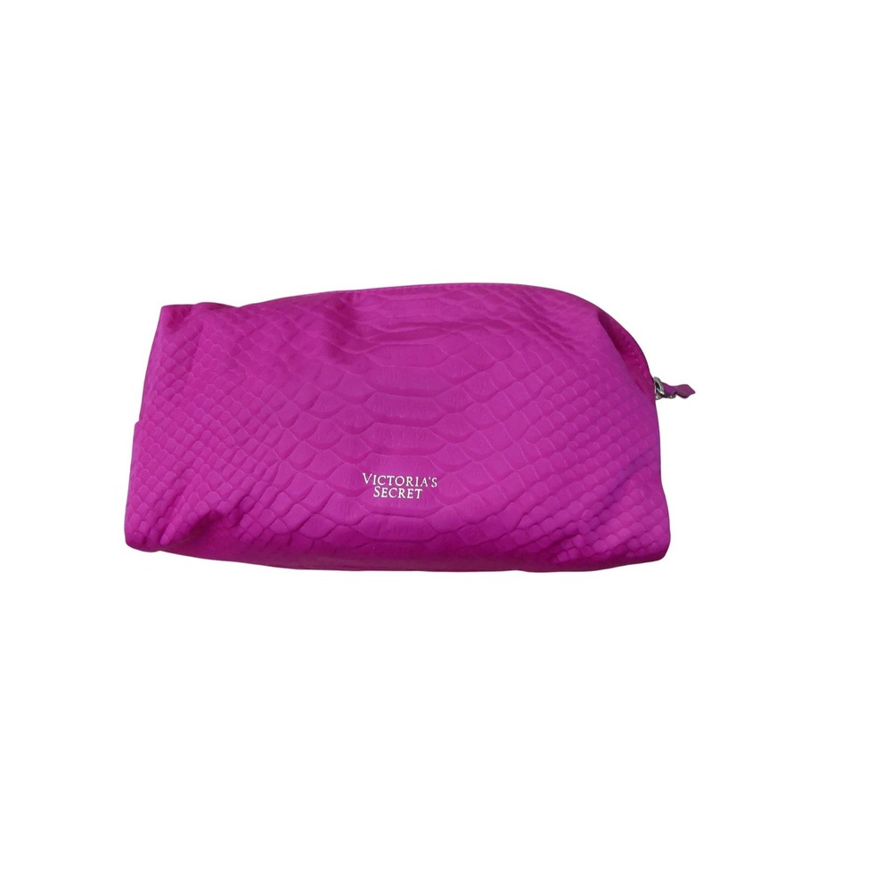 Victoria's Secret Cosmetic Bag Womens OS Pink Excellent Snakeskin Embossed Logo